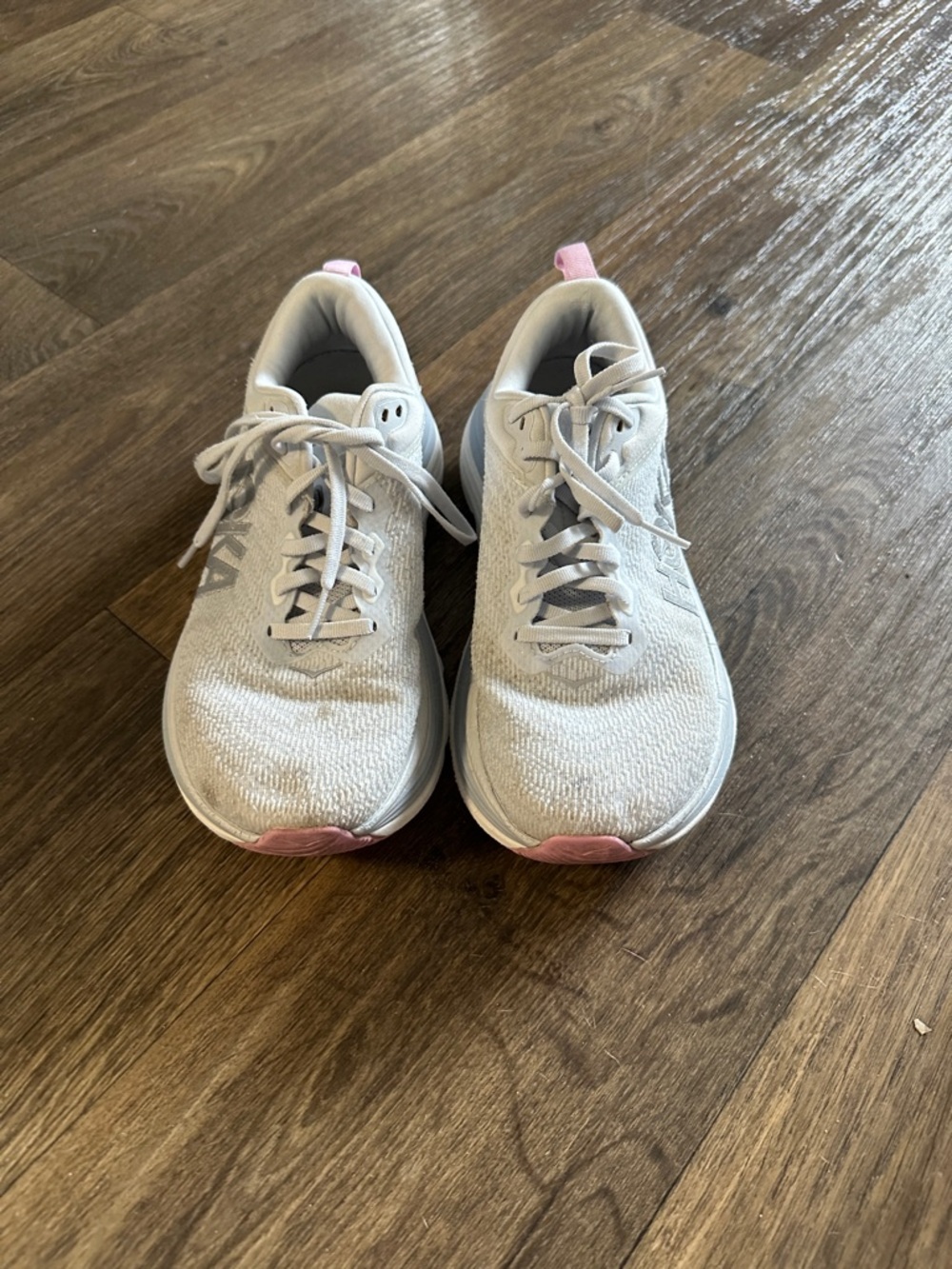 Hoka White Sneakers with Pink Insole Accent
